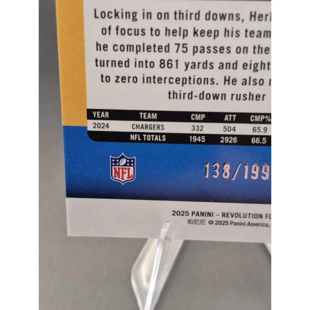 2025 Panini Revolution Justin Herbert #46 Purple Astro /199 Los Angeles Chargers